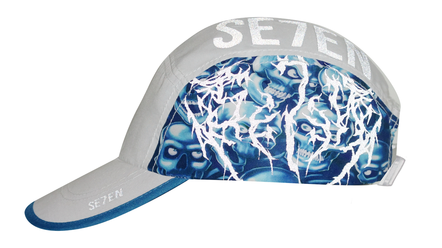 BLUE SKULL PILE CAP - WHITE