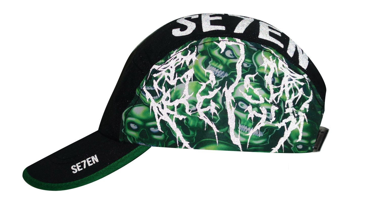 GREEN SKULL PILE CAP - BLACK