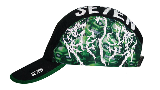 GREEN SKULL PILE CAP - BLACK